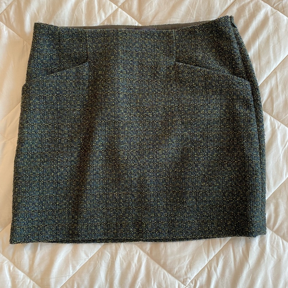 Wool multi green mini skirt